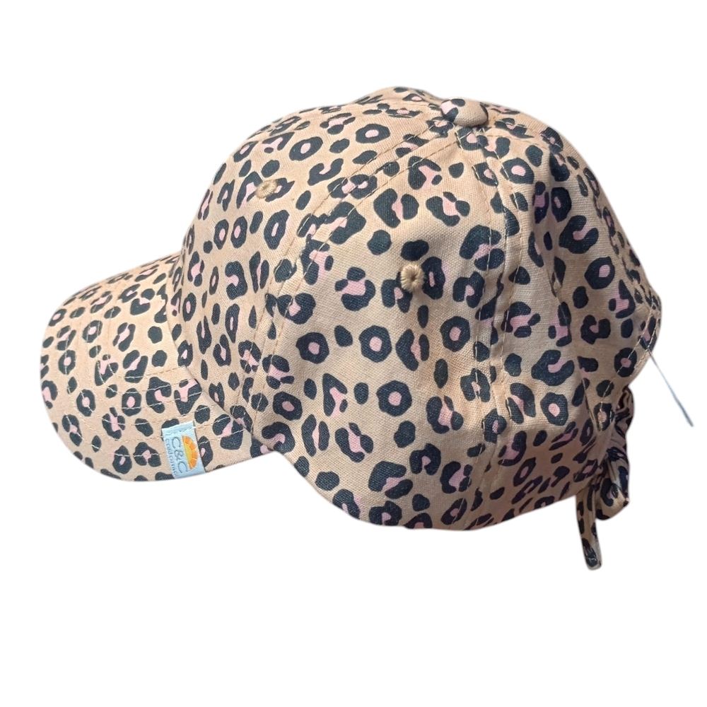 C&C California Women's Hat Cap Cheetah Print Adjustable Bow Tie